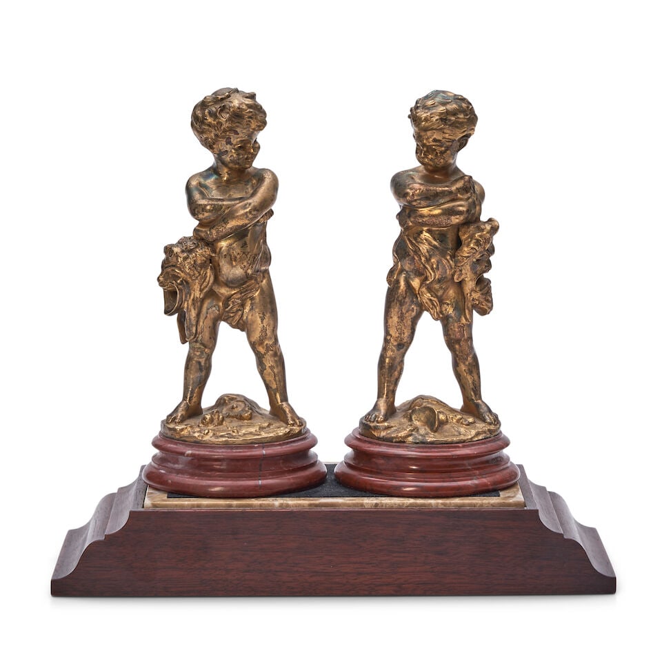 Pair of Louis Kley Art Nouveau Gilt-Metal Cherub Figures, (1 of 2)