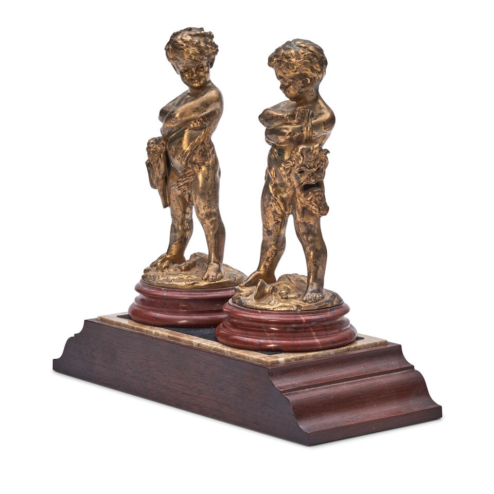 Pair of Louis Kley Art Nouveau Gilt-Metal Cherub Figures, - 2