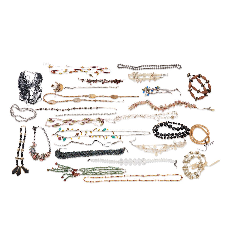 Large Group of Costume Jewelry, 20th century,: Large Group of Costume Jewelry, 20th century, including assorted beaded necklaces, pins, and bracelets, sizes vary. Lot to be sold without reserve. This lot is subject to the following lot symbols: &#
