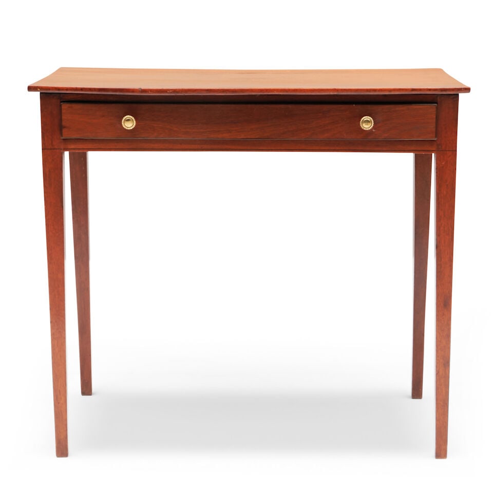 Federal-style Mahogany Bow-front Single-drawer Table, (1 of 1)