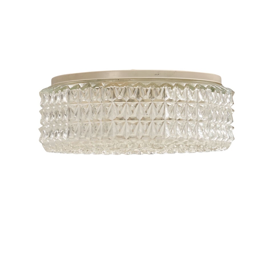 Contemporary Molded Glass Flush-mount Ceiling Fixture, (1 of 2)