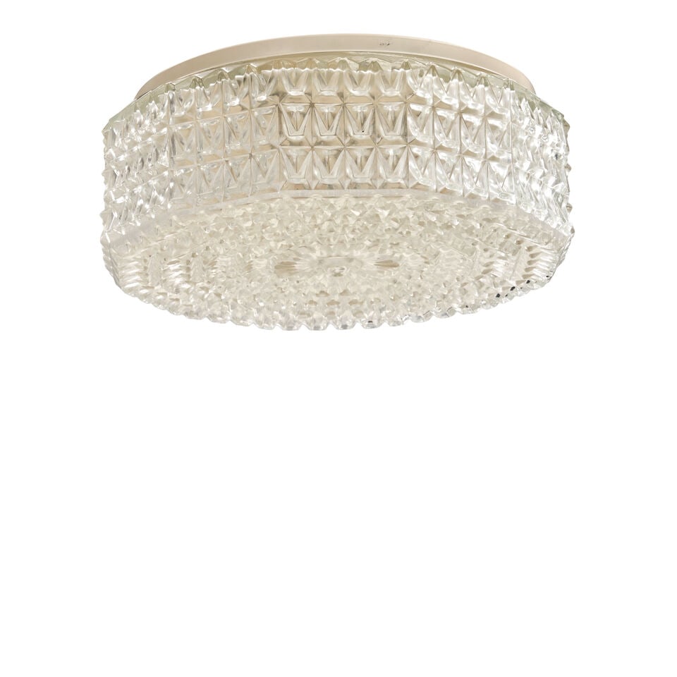 Contemporary Molded Glass Flush-mount Ceiling Fixture, - 2