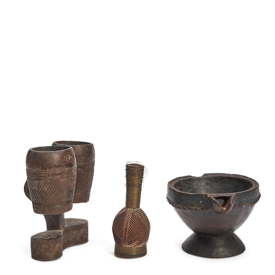 Three African Carved Wood Objects, - 2