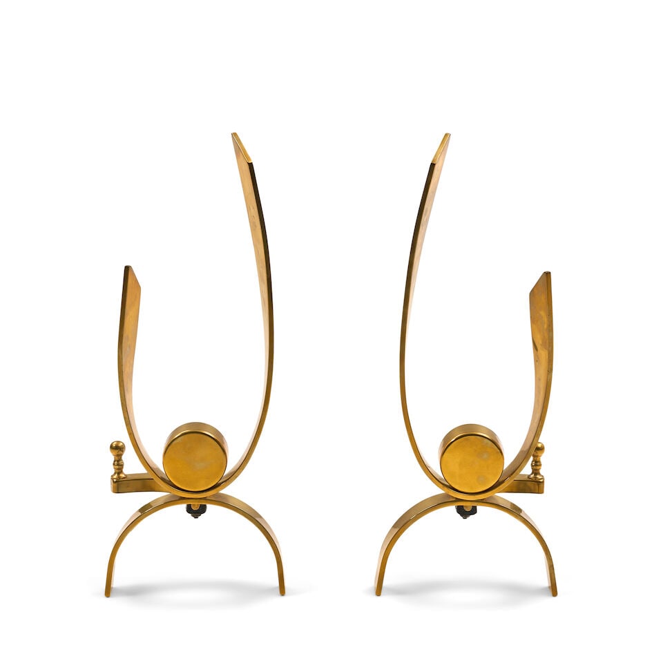 Mid-Century Modernist Andiron Pair by Donald Deskey, 20th century, (1 of 2)
