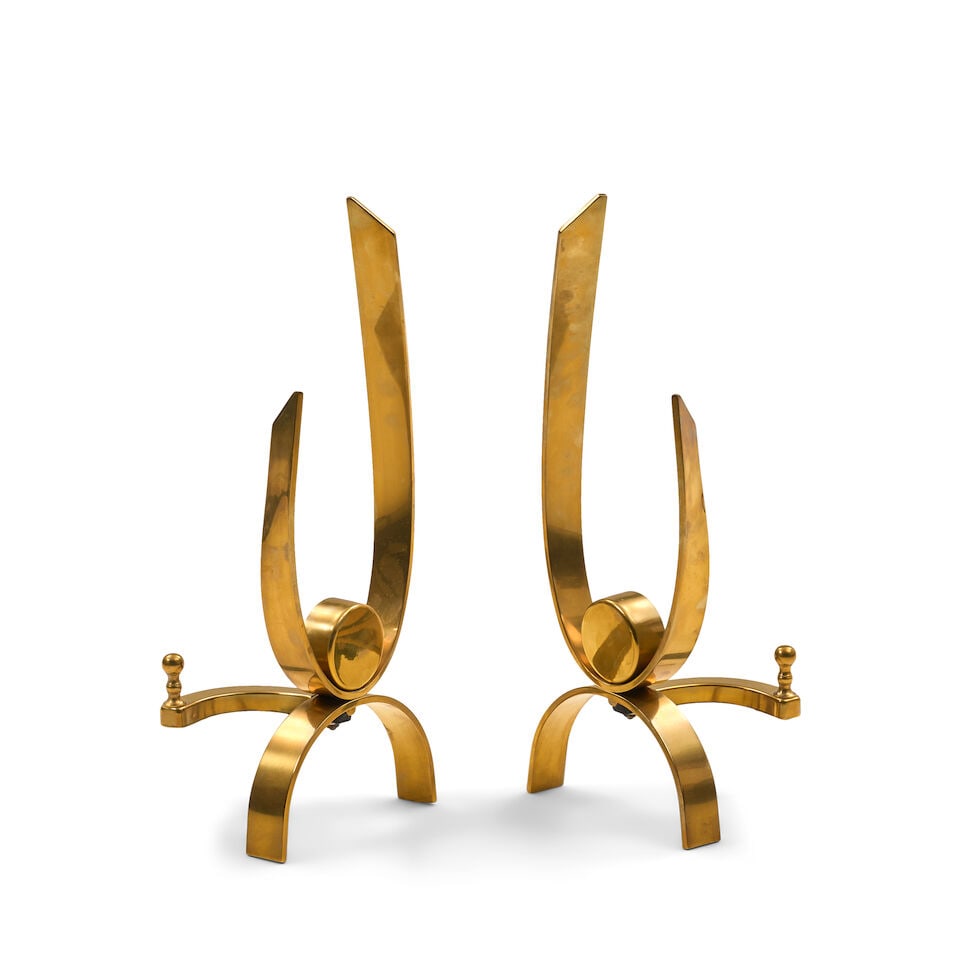 Mid-Century Modernist Andiron Pair by Donald Deskey, 20th century, - 2