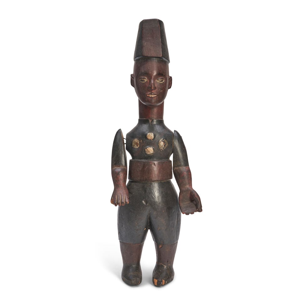 Large Ibibio Carved Wood Soldier Puppet Figure, (1 of 2)