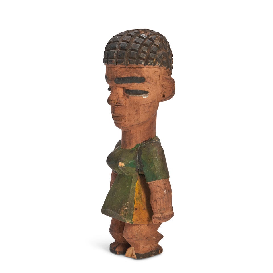 Small Nigerian Carved Wood Figure, - 2