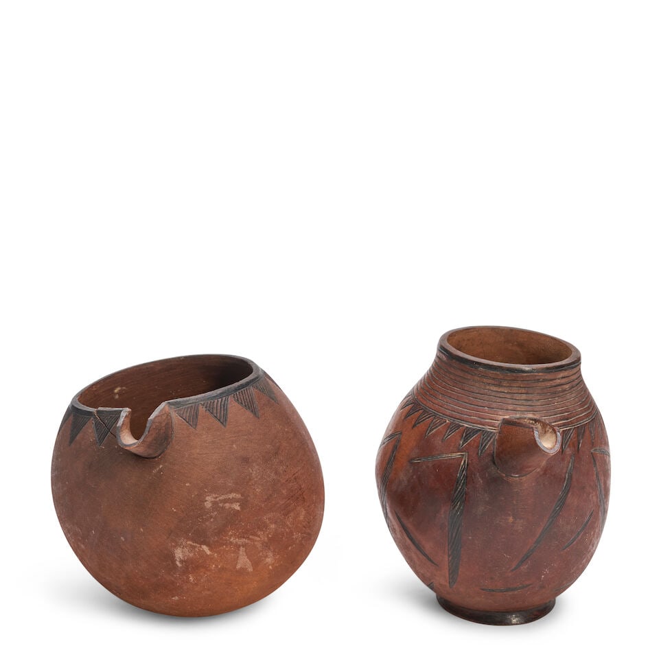 Two Shi Carved Wood Vessels/Pitchers, 20th century, - 2