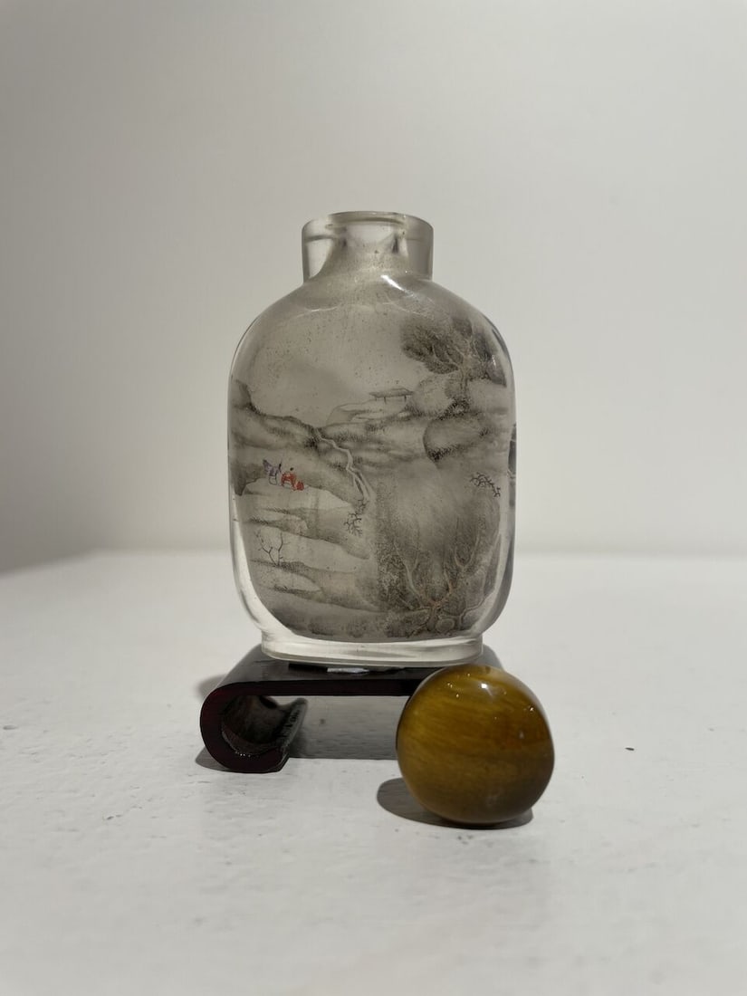 AN INSIDE PAINTED GLASS 'LANDSCAPE' SNUFF BOTTLE 19th century - 10
