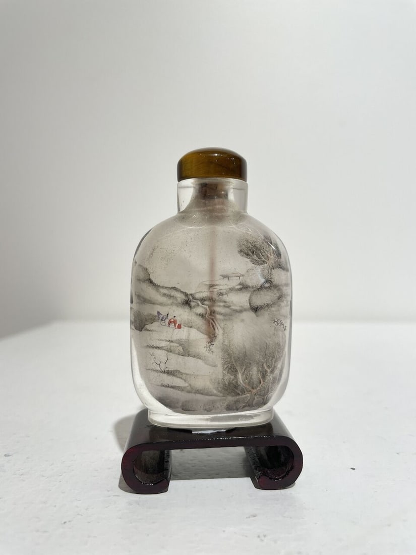 AN INSIDE PAINTED GLASS 'LANDSCAPE' SNUFF BOTTLE 19th century - 11