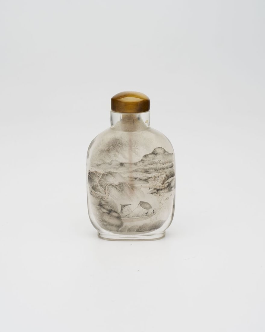 AN INSIDE PAINTED GLASS 'LANDSCAPE' SNUFF BOTTLE 19th century - 3