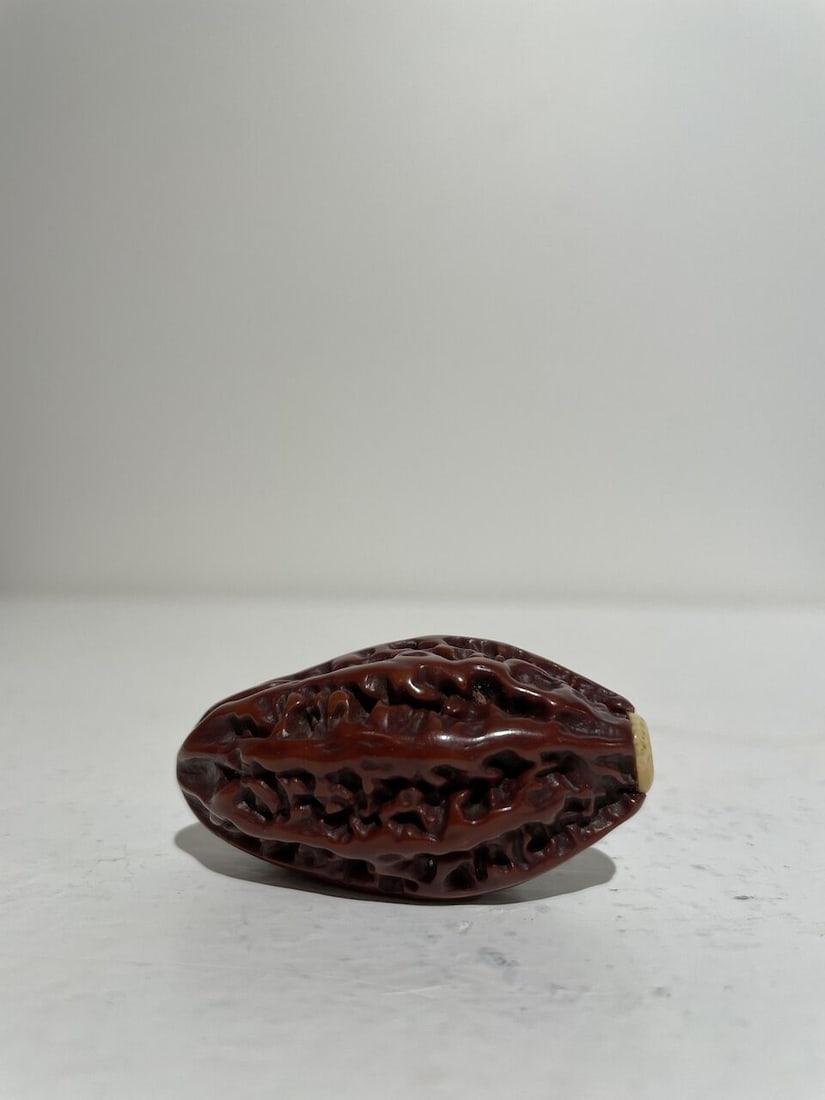 A ROOT AMBER AND A LACQUERED WALNUT SNUFF BOTTLE 19th century (2) - 6