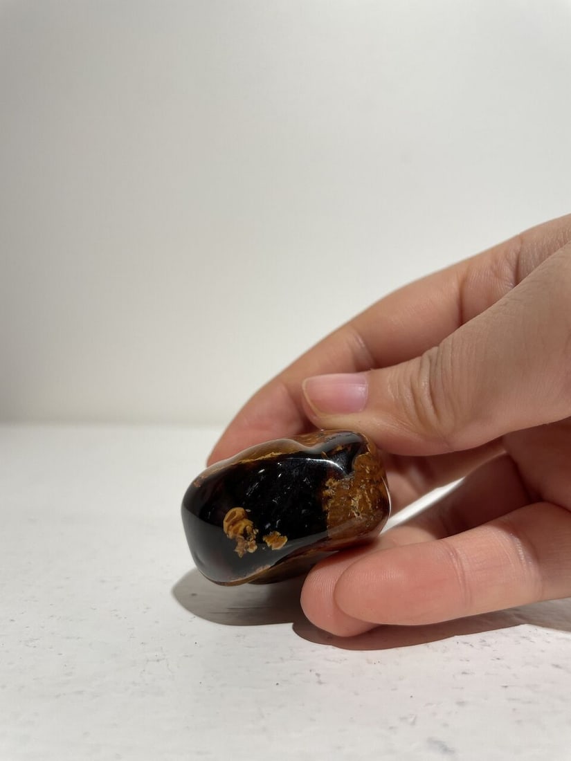A ROOT AMBER AND A LACQUERED WALNUT SNUFF BOTTLE 19th century (2) - 8