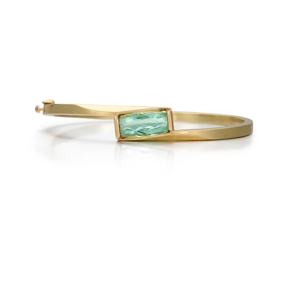 14K GOLD AND TOURMALINE BANGLE BRACELET - 2