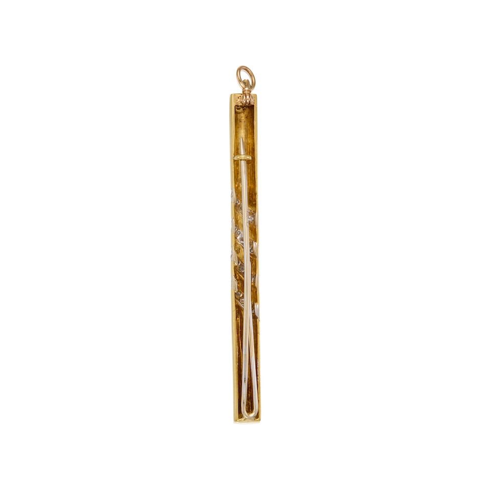 CARTIER: 18K BICOLORED GOLD AND DIAMOND BAR BROOCH - 2