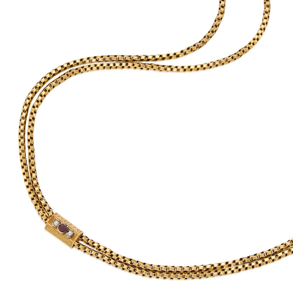 ANTIQUE 18K GOLD OPERA CHAIN WITH SLIDE - 2