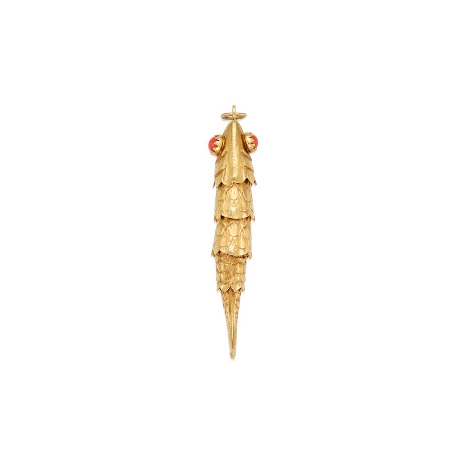 18K YELLOW GOLD AND CORAL PENDANT - 2