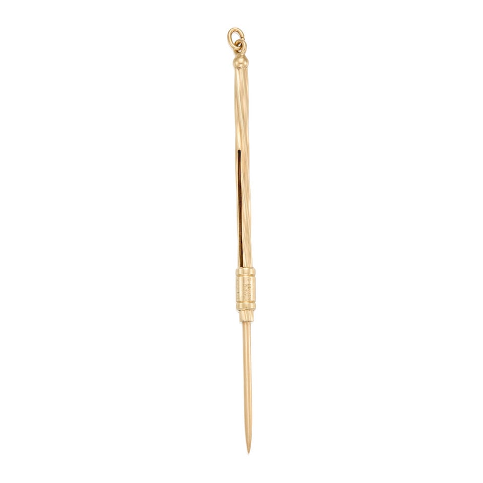 TIFFANY & CO.: A 14K YELLOW GOLD TOOTHPICK - 2