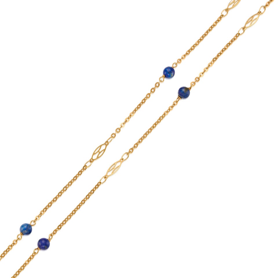 14K YELLOW GOLD AND LAPIS LAZULI NECKLACE - 2
