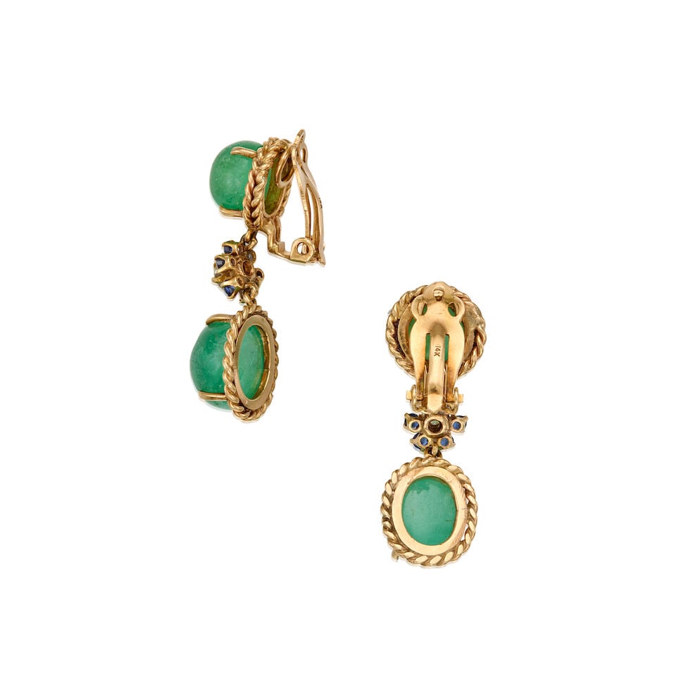 GOLD, GEMSET, AND DIAMOND EARRINGS - 2