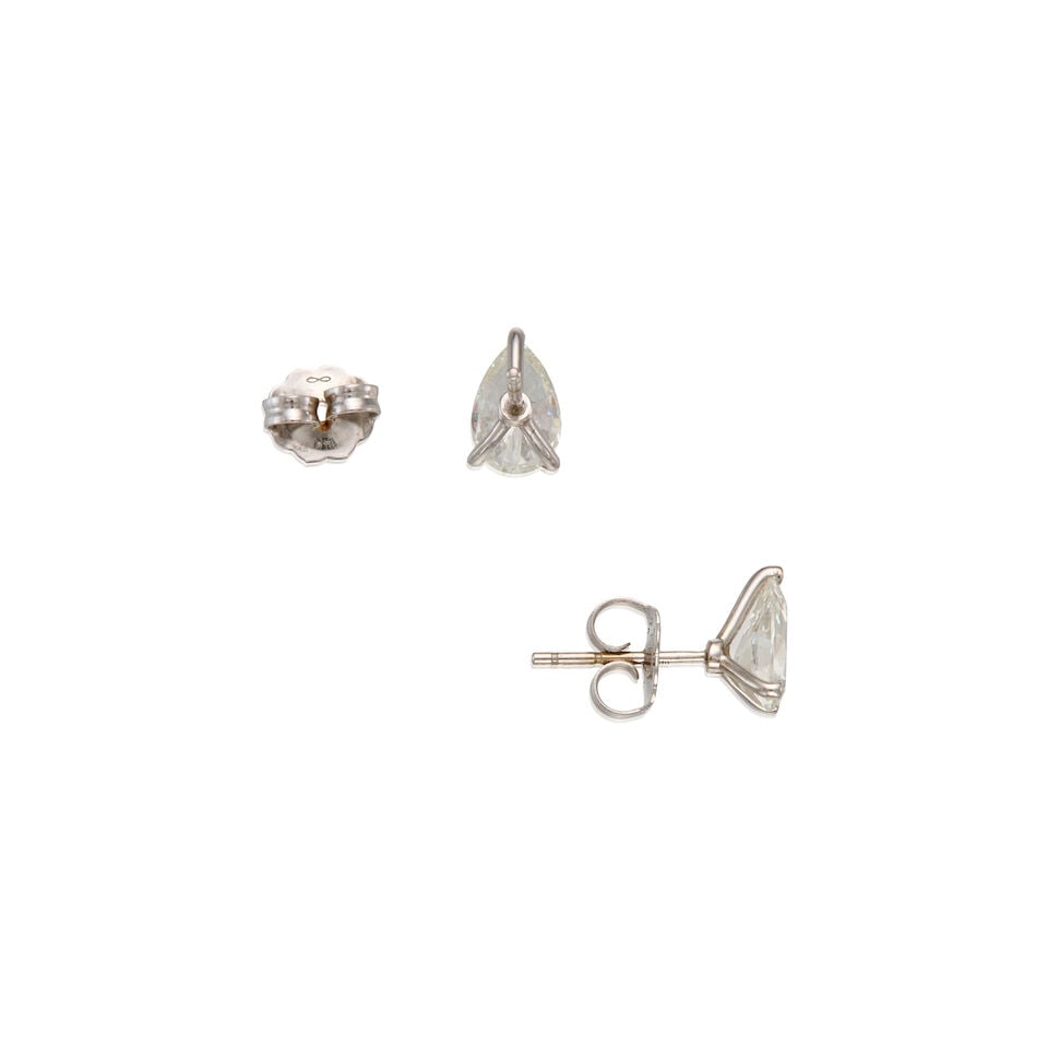 GOLD AND DIAMOND EARRINGS WITH GIA REPORT COPIES - 2