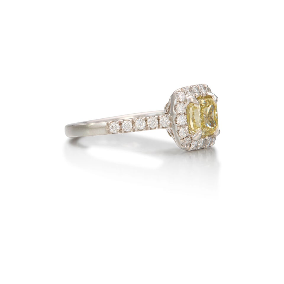 PLATINUM, COLORED DIAMOND, AND DIAMOND RING - 2