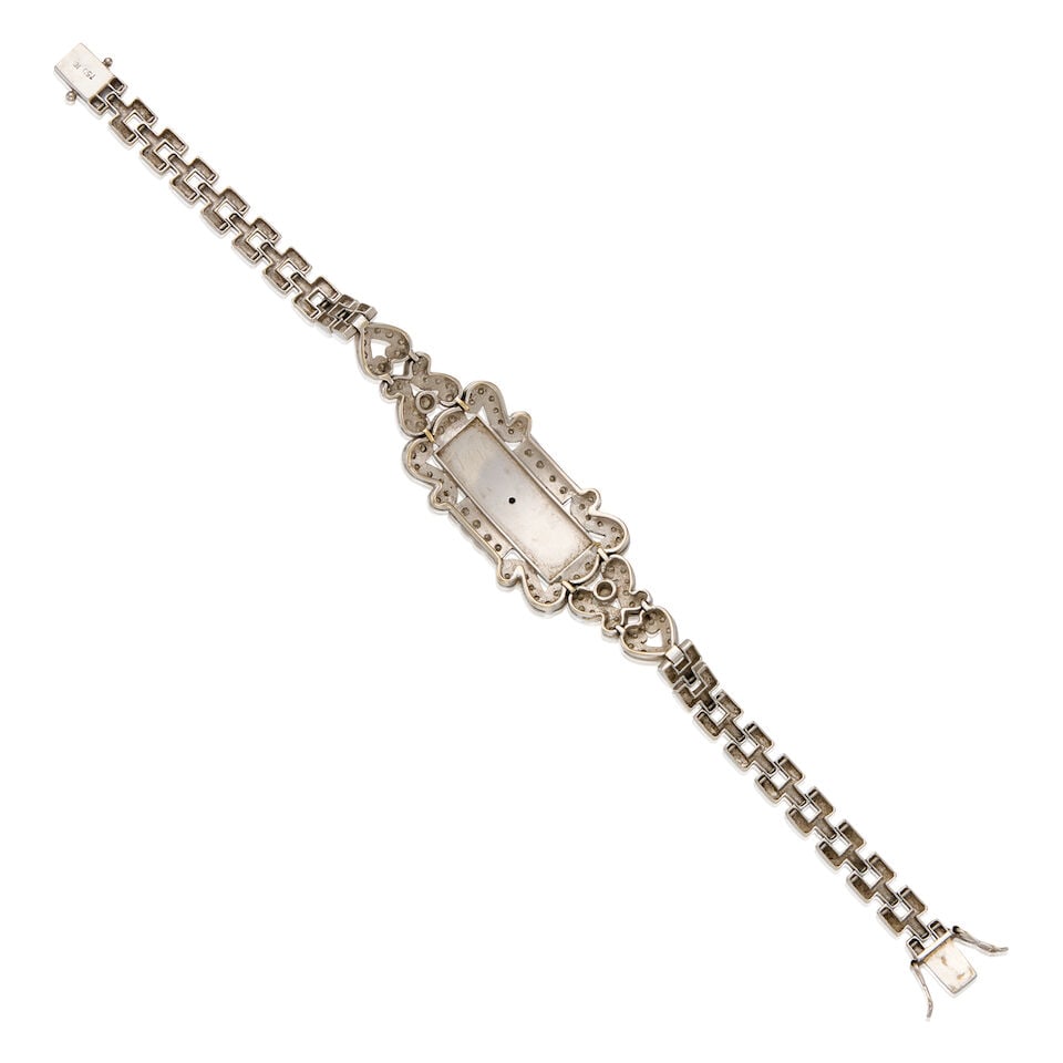 18K WHITE GOLD, JADE AND DIAMOND BRACELET - 2