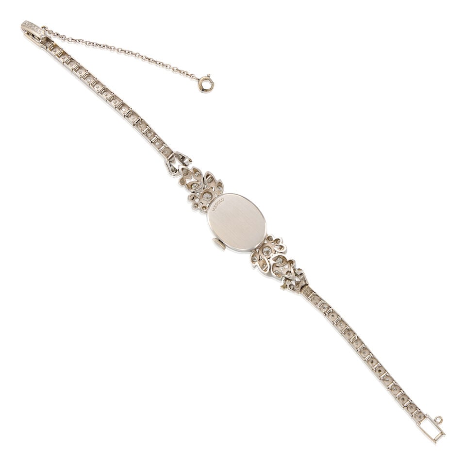 14K WHITE GOLD AND DIAMOND WRISTWATCH - 2