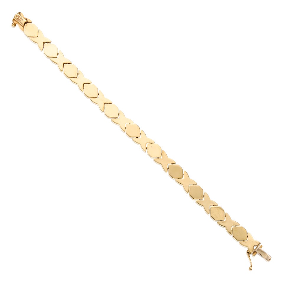 A 14K YELLOW GOLD LINK BRACELET - 2