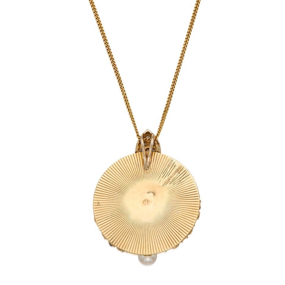 A GOLD, GEMSET, AND DIAMOND PENDANT NECKLACE - 2