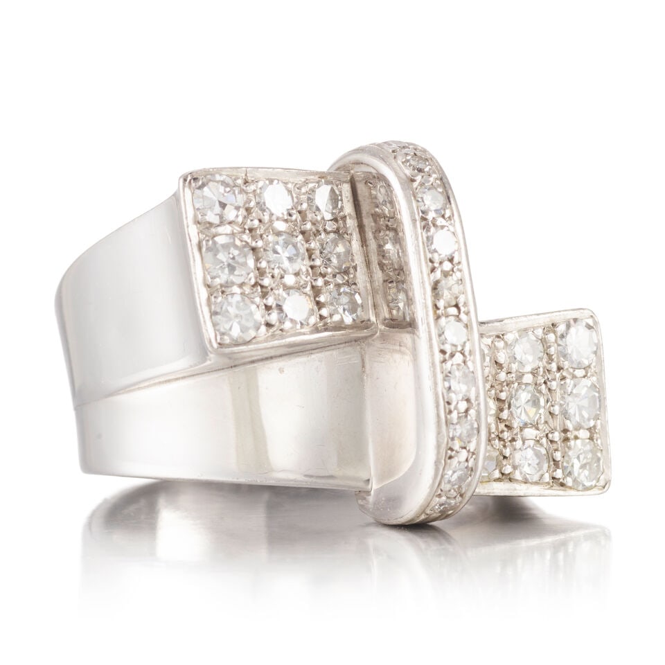 A DIAMOND BYPASS RING - 2