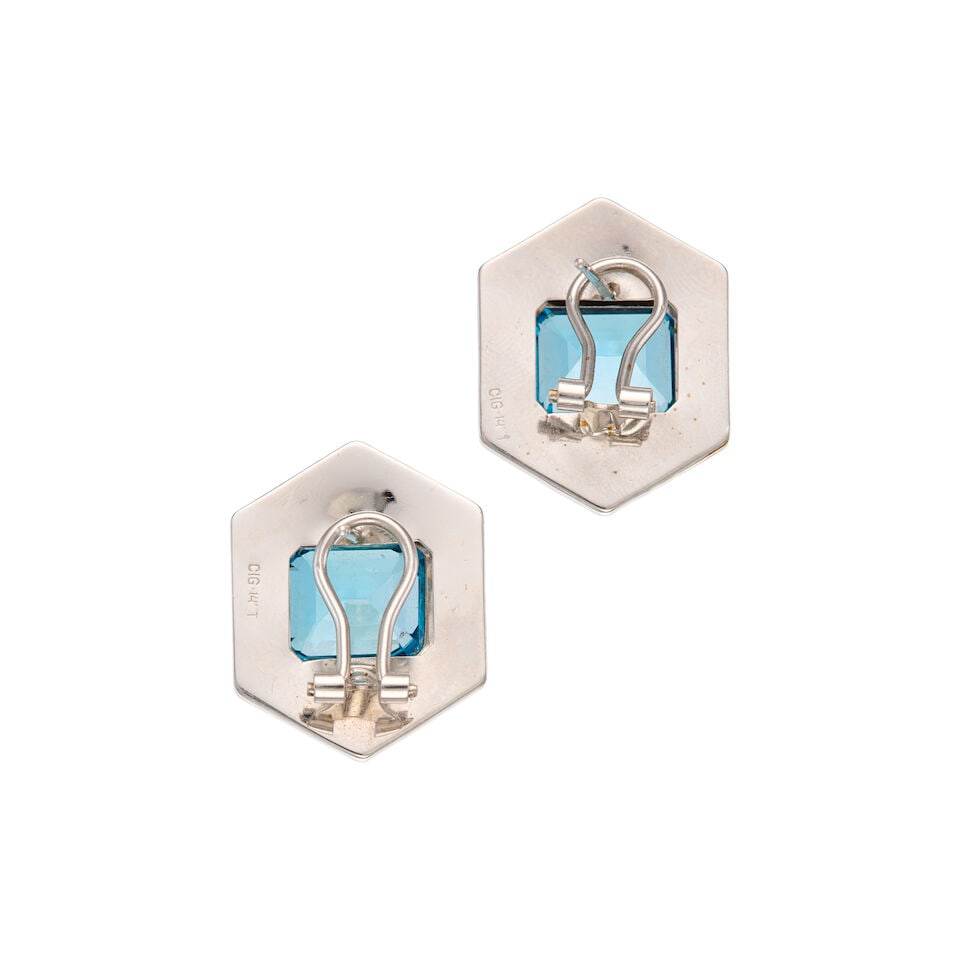 14K WHITE GOLD AND TOPAZ EARRINGS - 2