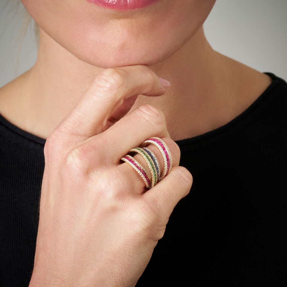 GEM SET DIAMOND RING - 2