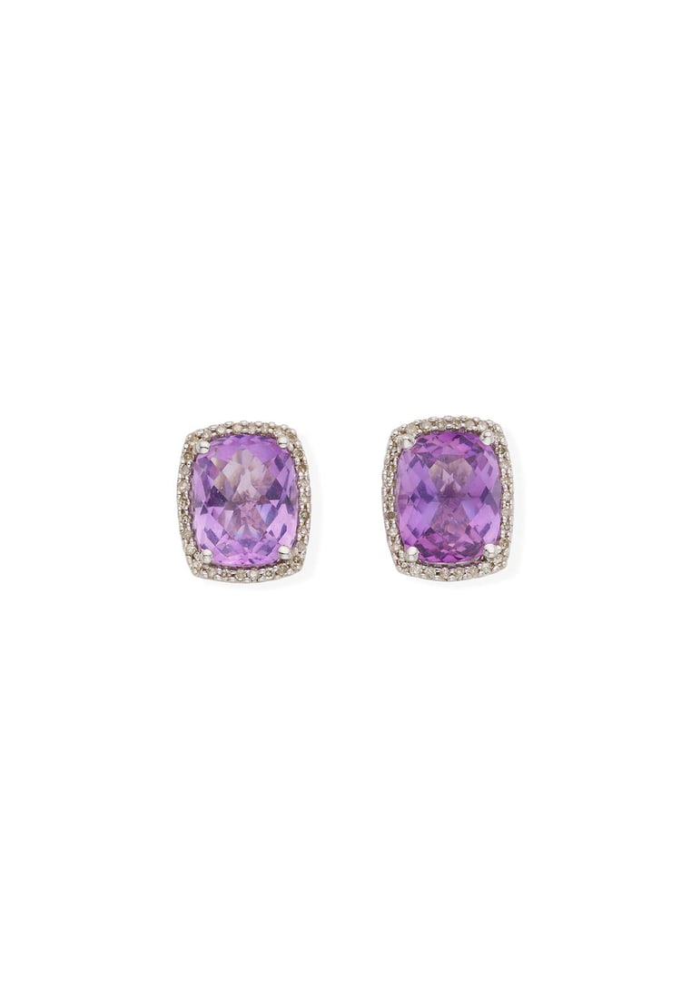AMETHYST AND DIAMOND EARRINGS (1 of 1)