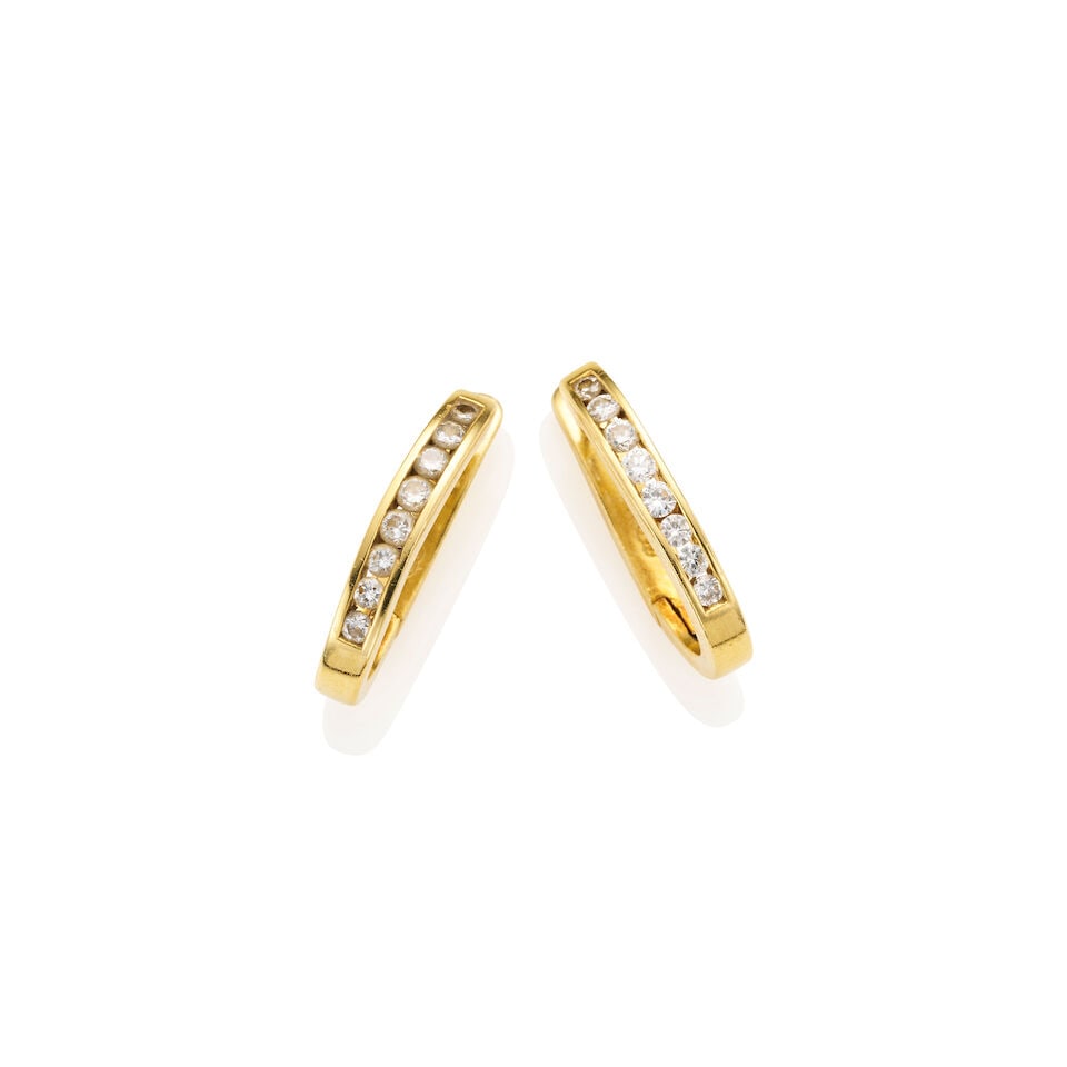PAIR OF DIAMOND HOOP EARRINGS (1 of 1)