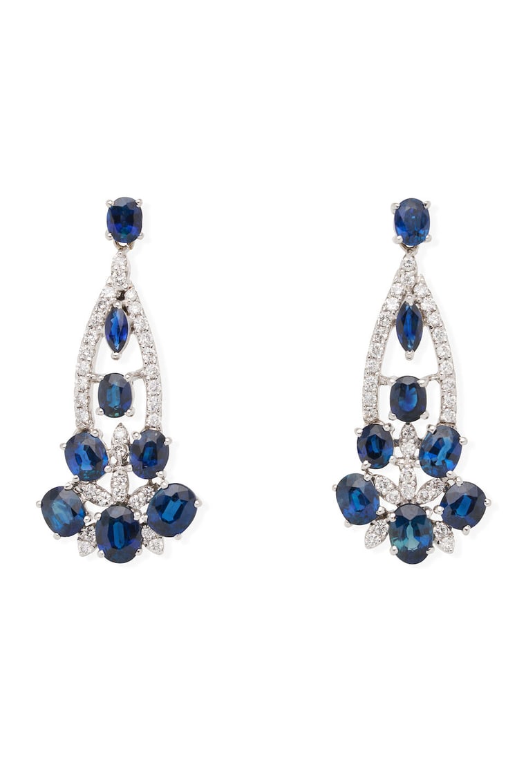 SAPPHIRE AND DIAMOND PENDENT EARRINGS (1 of 2)