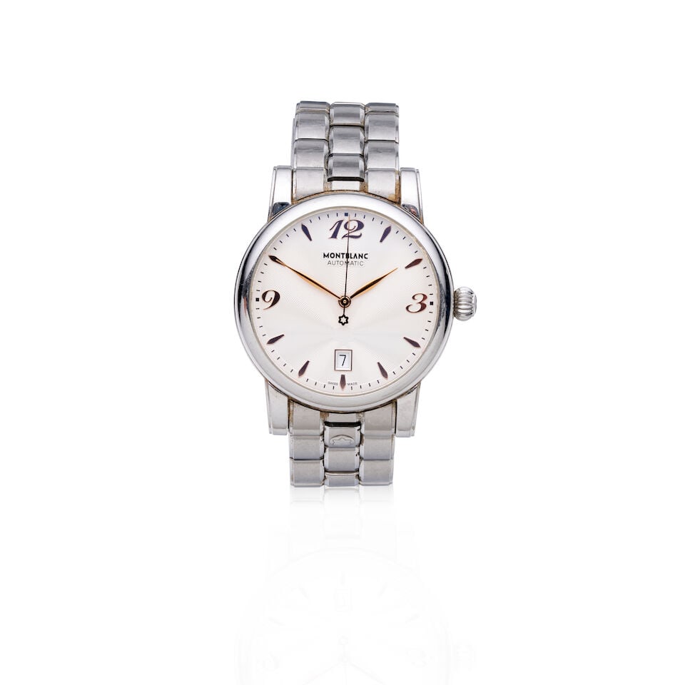 MONTBLANC | MEISTERSTUK STAINLESS STEEL AUTOMATIC BRACELET WATCH: MONTBLANC | MEISTERSTUK STAINLESS STEEL AUTOMATIC BRACELET WATCH Reference: 4810 - 401 Movement: 26-jewel Cal.4810-906 automatic Dial: Silvered, applied alternating polished baton and Arabic numeral