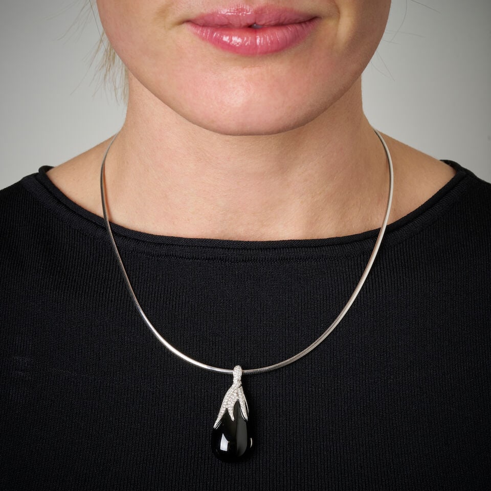 AGATE AND DIAMOND PENDANT NECKLACE - 2