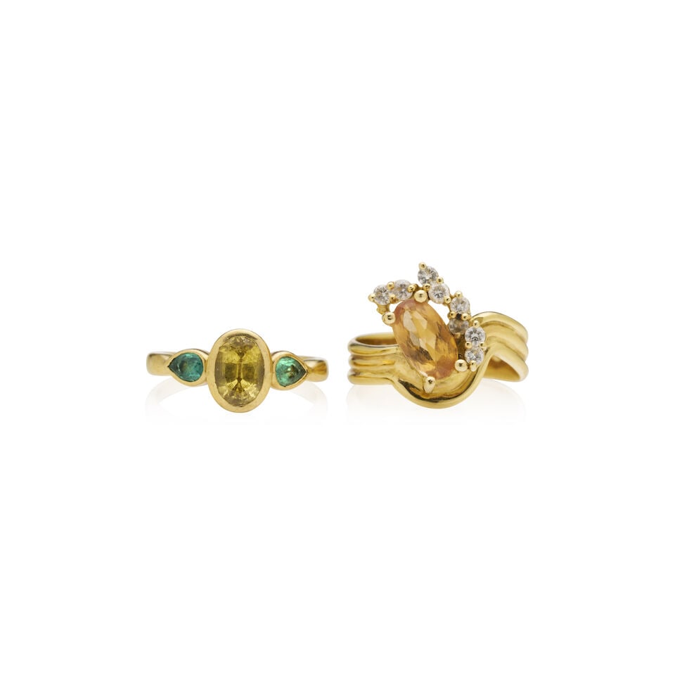 TWO DIAMOND AND GEM-SET RINGS (1 of 1)