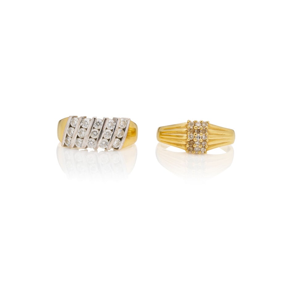 TWO GOLD AND DIAMOND DRESS RINGS (1 of 1)
