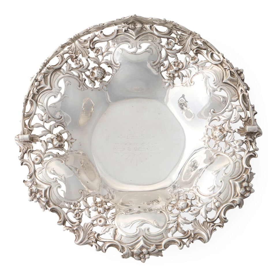 A Victorian Sterling Silver Cake Basket, Stephen Smith, London, 1869-70, retailed by Goldsmiths ... - 2