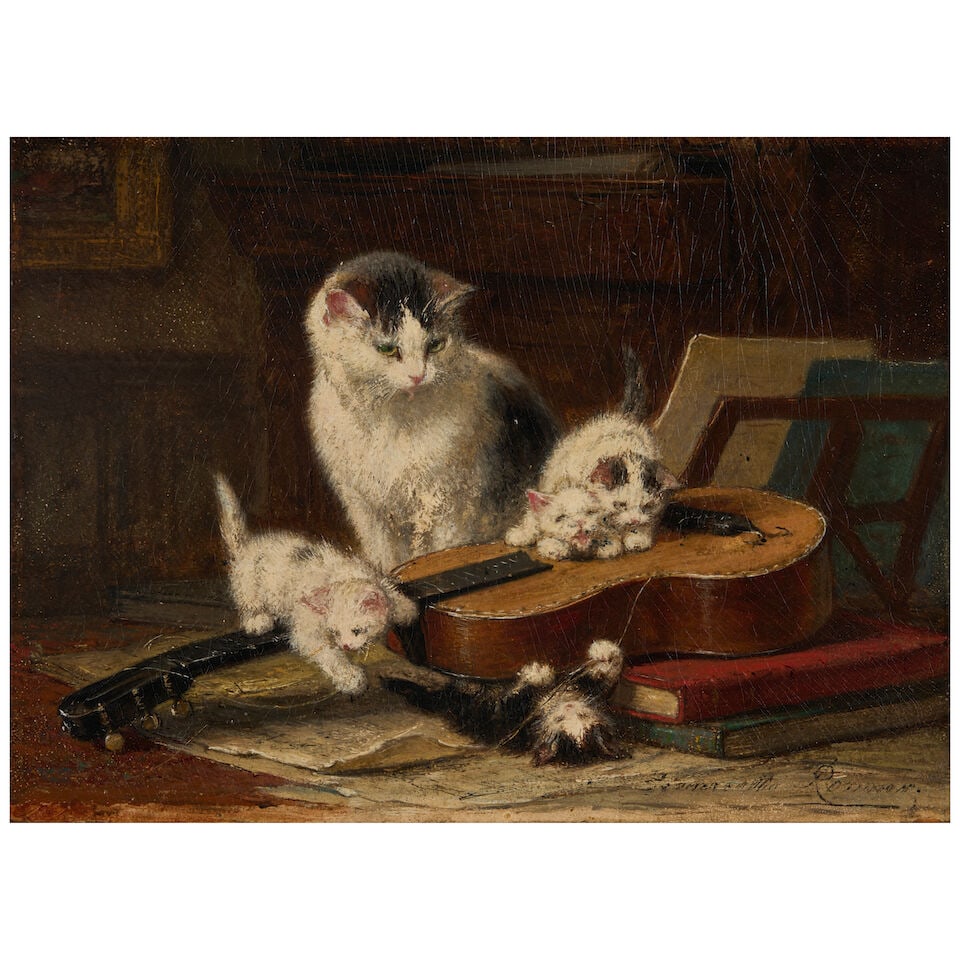 Henriette Ronner-Knip (Dutch, 1821-1909) The Guitar Lesson (1 of 3)