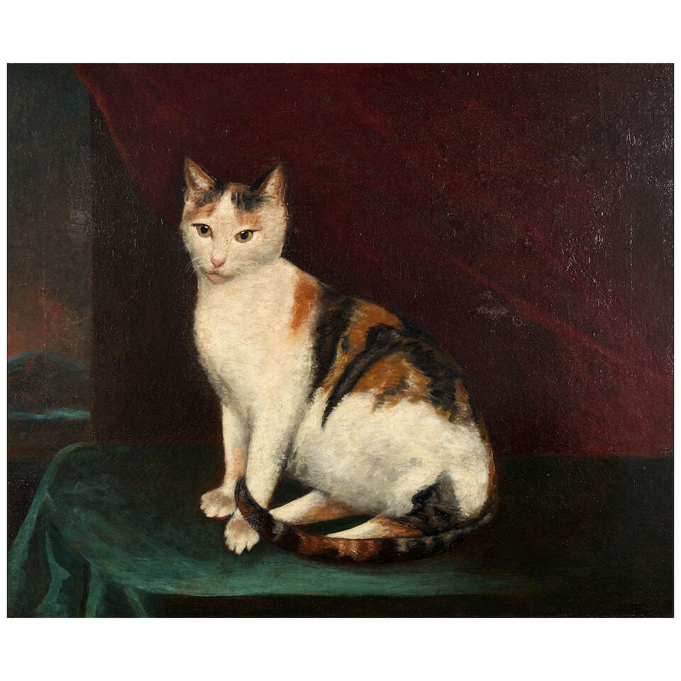 English Naive School (19th Century) Portrait of a Seated Cat (1 of 3)