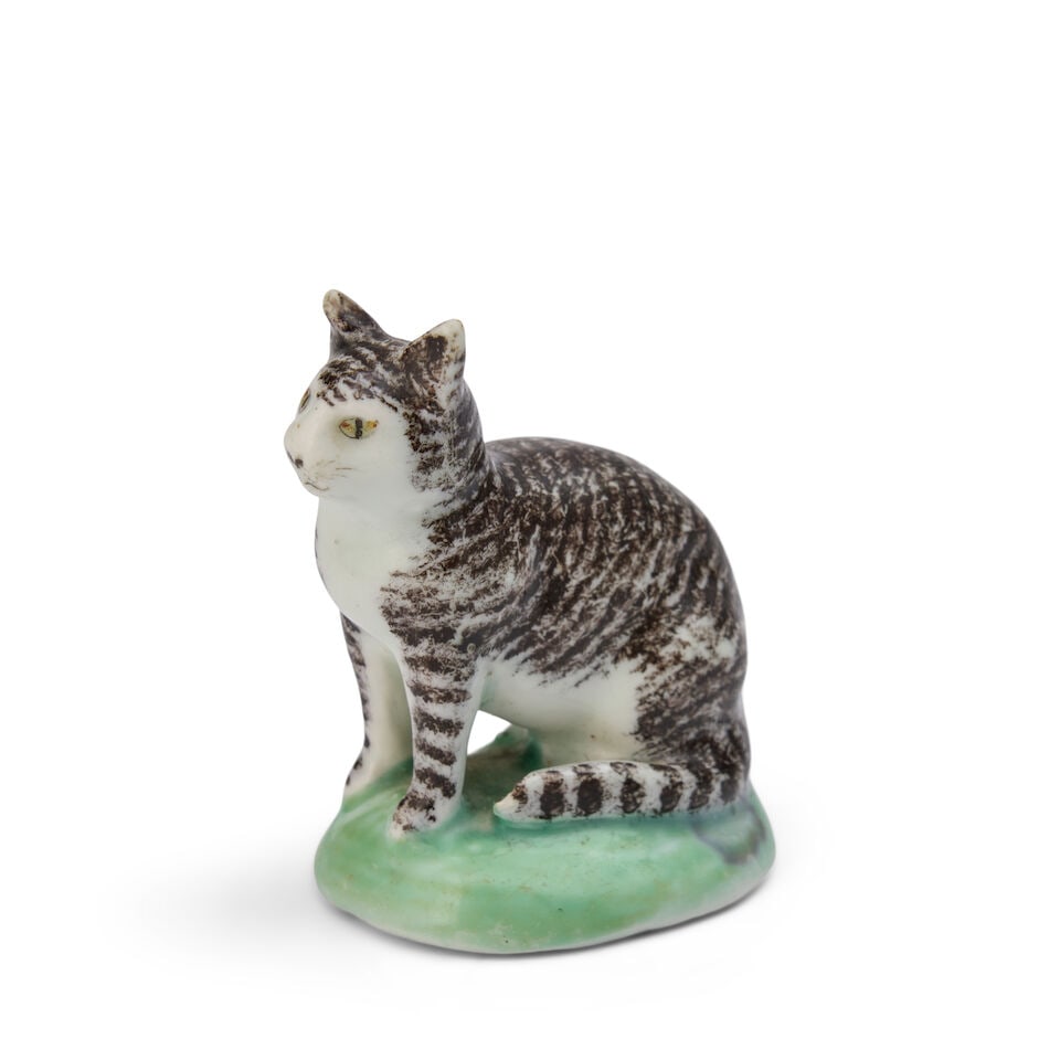 A Lowestoft Porcelain Model of a Seated Cat circa 1770 (1 of 3)