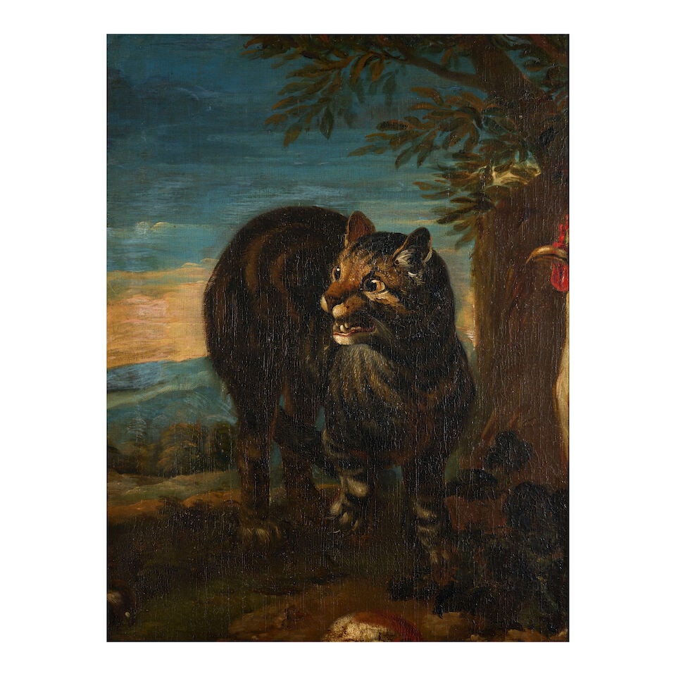 Attributed to Joseph Roos (Austrian, 1726-1805) A Cat Hissing in a Landscape (1 of 3)
