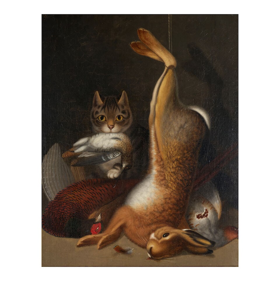 Circle of Benjamin Blake (British, 1757-1830) Still Life with Game and a Cat in an Interior (1 of 3)
