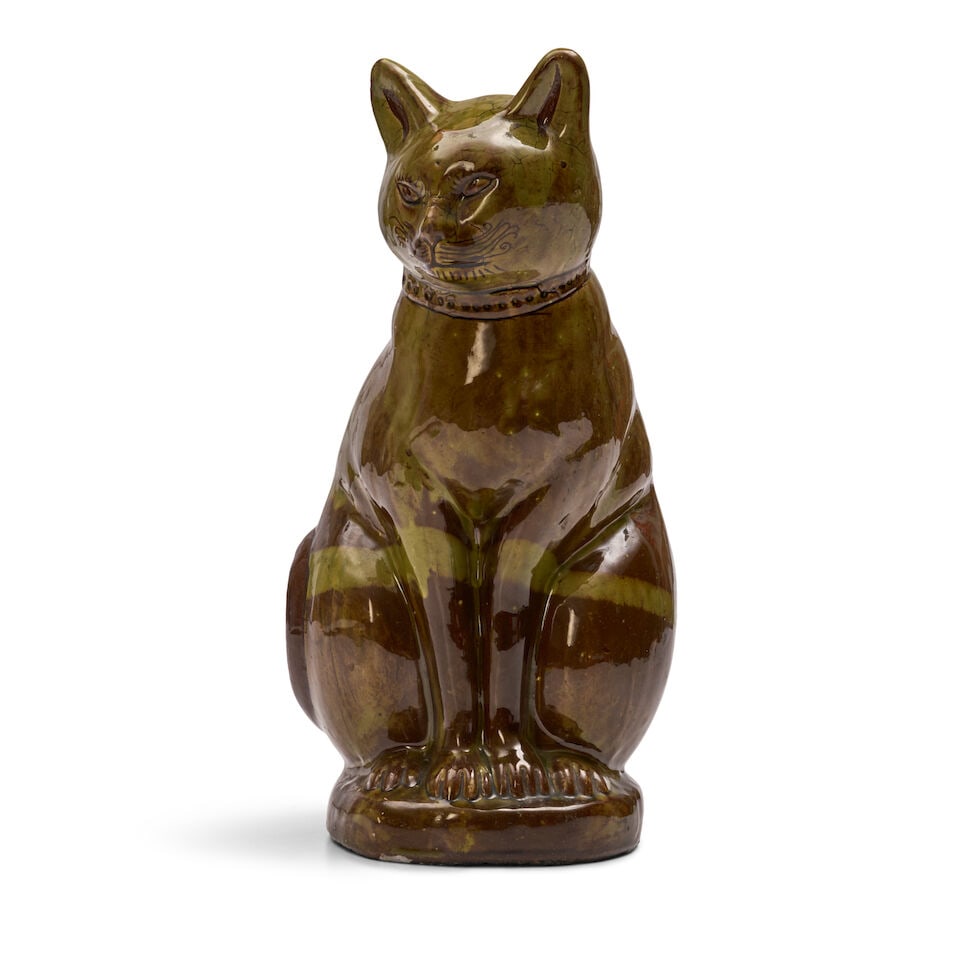 An Ewenny Pottery Model of a Seated Cat circa 1920 (1 of 3)
