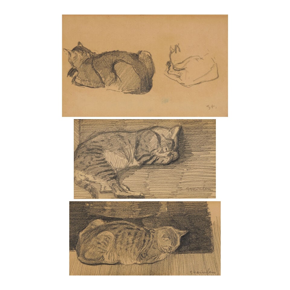 Théophile Alexandre Steinlen (Swiss/French, 1859-1923) Trois chats up to 5 1/2 x 9 in. (14.... (1 of 4)