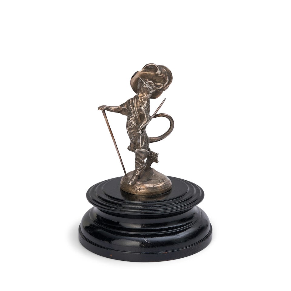 Antoine Bofill (Spanish, 1875-1921): A Silvered Bronze Automobile Mascot of Puss in Boots circa ... (1 of 4)