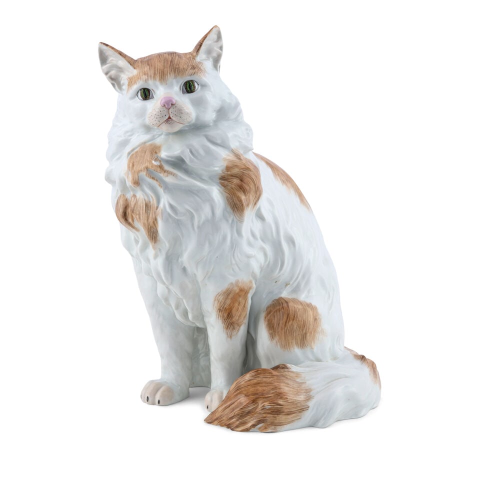 A German Porcelain Model of a Cat Carl Thieme, Dresden, late 19th century (1 of 3)